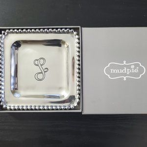 Mud Pie Initial Metal Trinket Tray